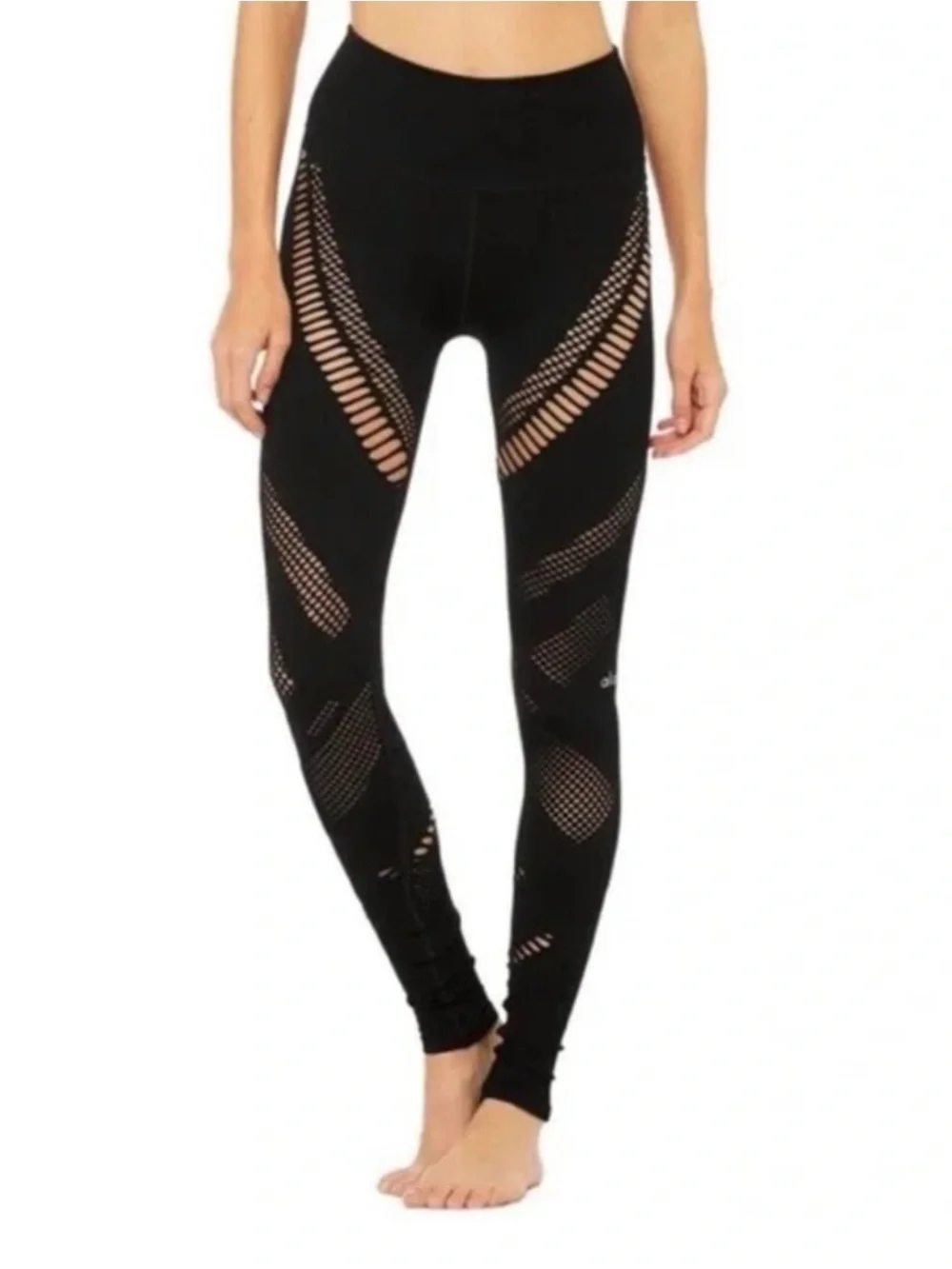 ALO brand new Yoga Black Laser-Cut Seamless Leggings